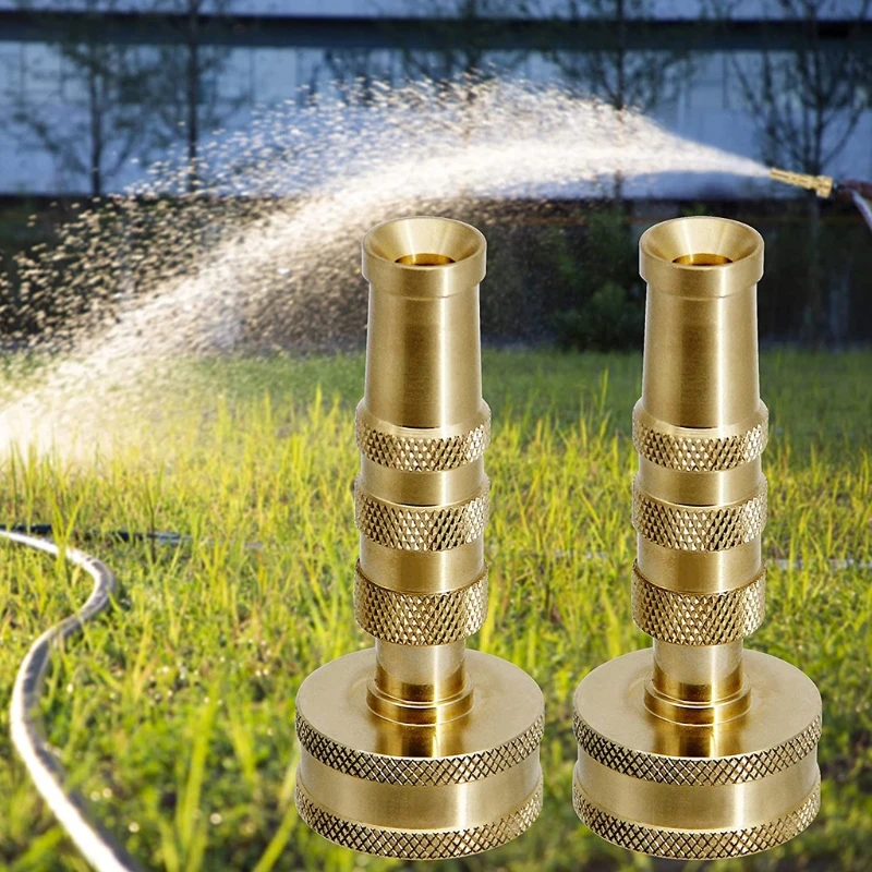 

Brass Hose Nozzle Heavy Duty Brass Adjustable Twist Hose Nozzle 2 Pack Suitable for Watering Fowers Lawns Cleaning the Ground