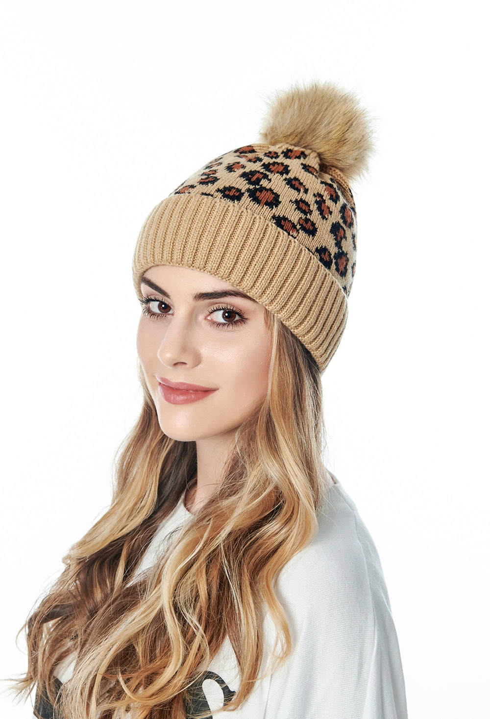 Шерстяные облегающие шапки GOUTER женская модная вязаная шапка леопардовой