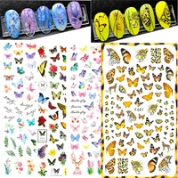 3d nail stickers decals butterfly flower self adhesive nail decals sliders wraps colorful diy nail art decorarion nail sticker