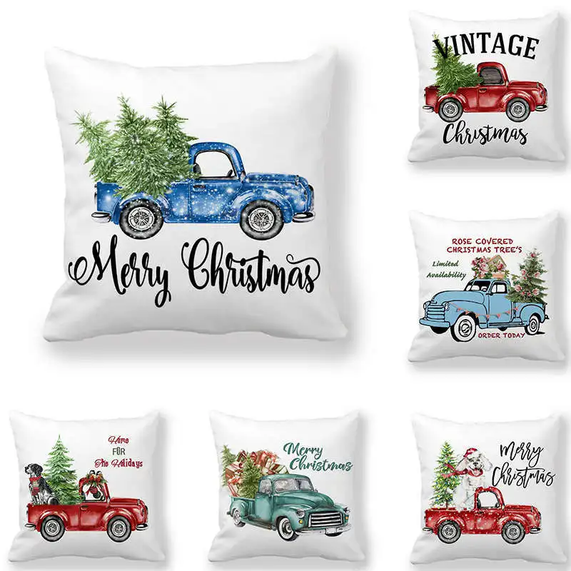

GZTZMY Merry Christmas Decorations for Home New Year 2021 Navidad Natal Christmas Ornaments Car Pine Cushion Cover 45x45cm