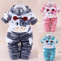 2021 new 2 pieces sets hoodiepants baby cartoon cute velvet set newborn long sleeved 100 cotton suit
