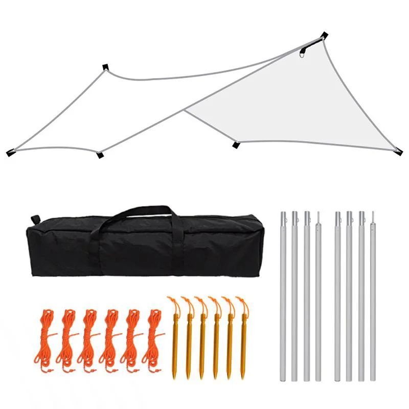 

Укрытие для кемпинга, для сада и пляжа, шестигранное, набор для навеса, с шестом, колышки для веревки, водонепроницаемое, тент от солнца