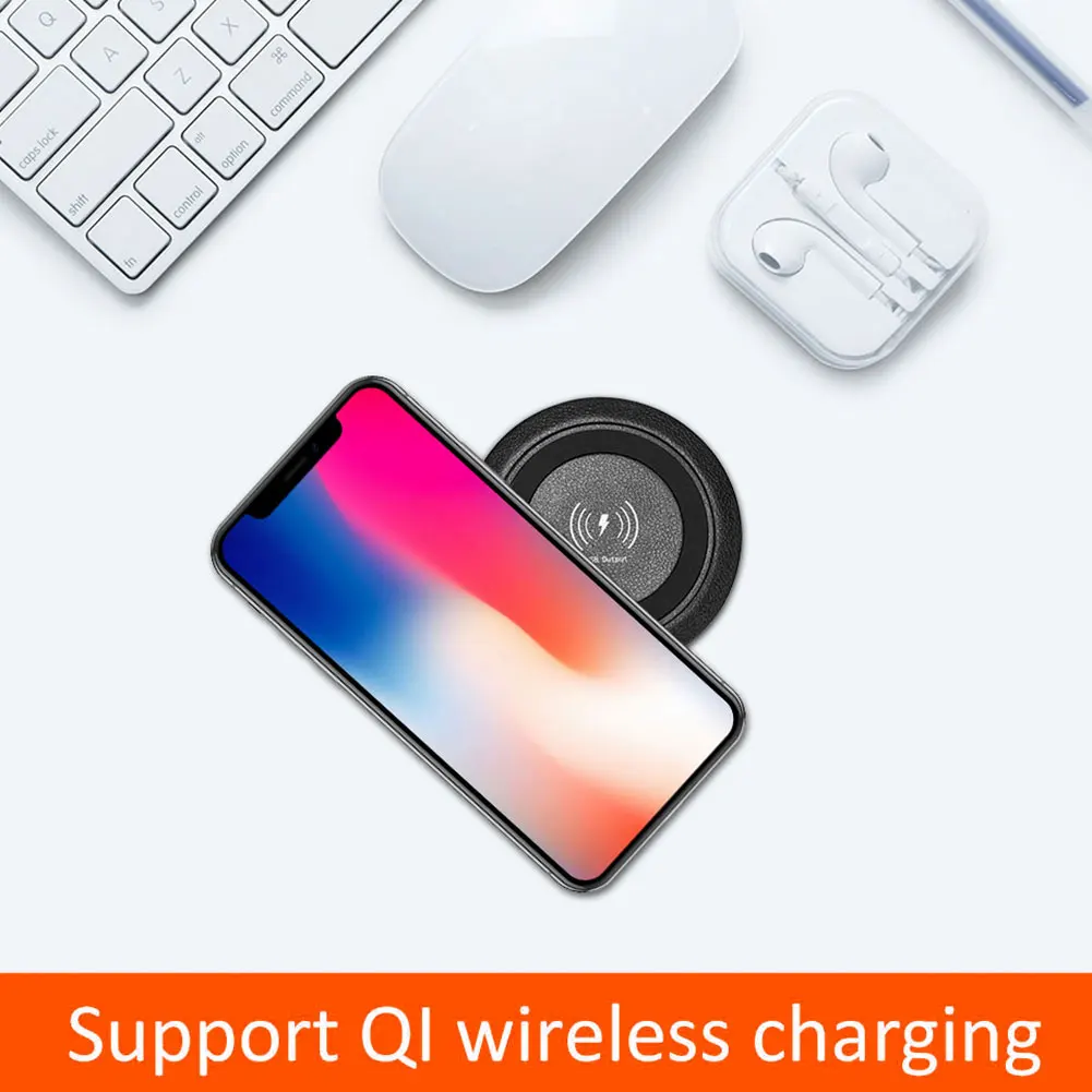 

ABS Fast Wireless Charger Station Desk Fast Charging Stand Pad With 2 USB Ports For Any Smart Mobile Phones With Qi Standard.