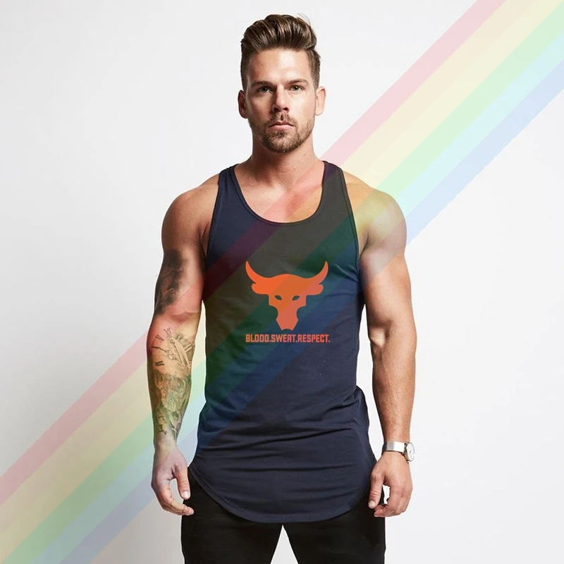 Темно-красные удобные Майки для бодибилдинга с логотипом брама быка Project - Rock