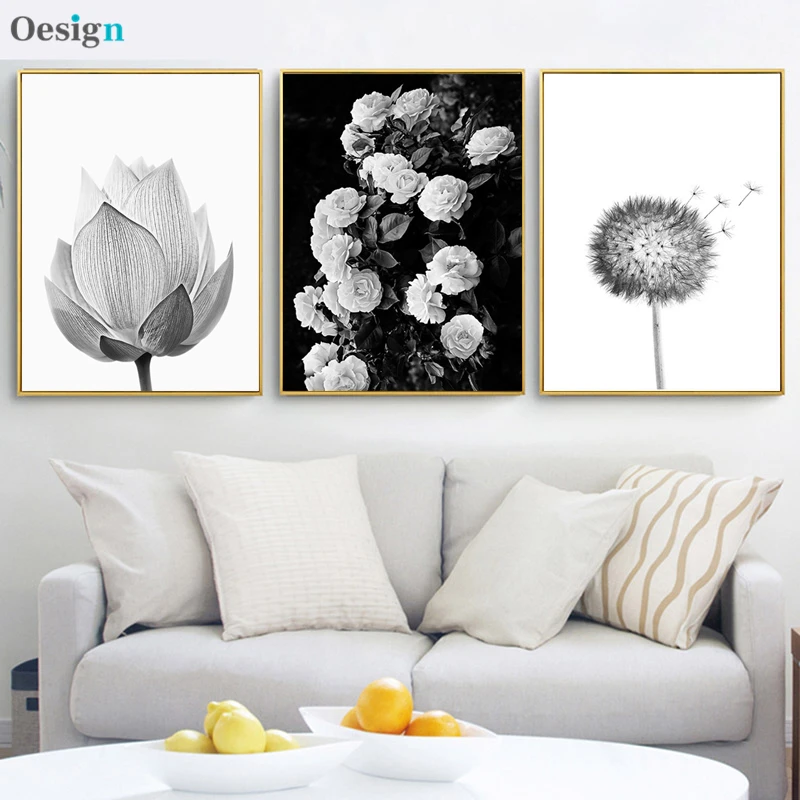 Настенный плакат с классическими черными и белыми цветами современный домашний