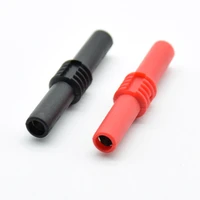 2pcs extension insulated banana plug connector coupler pvc blackred 4mm banana jack socket female to female adapter red black