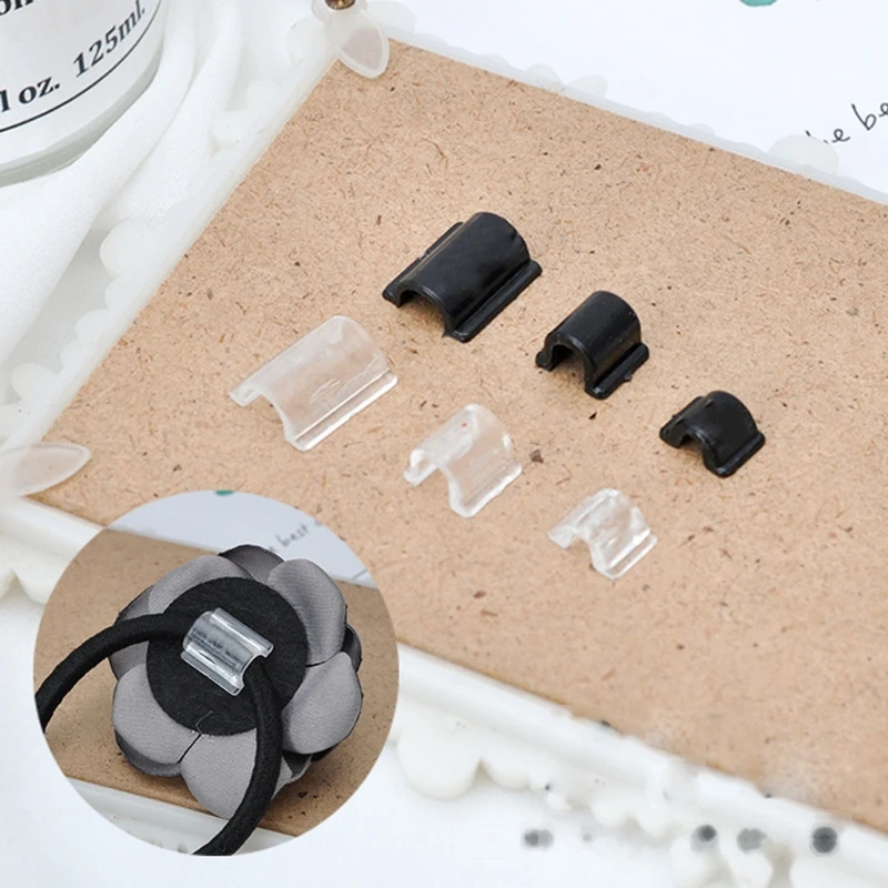 

100Pcs Hair Ties DIY Glue-on Plastic Connectors Tools Elastic Rubber Hair Band PLink Buckles Add Charms On Hairbands