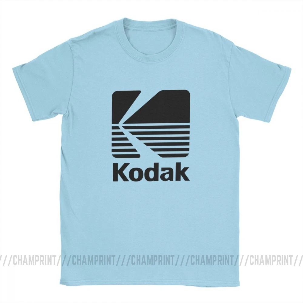 Небесно-голубой Kodak фотография логотип футболка для мужчин камера фильм ретро короткий рукав Винтаж Футболка с круглым вырезом хлопковая одежда дизайнерские футболки - Цвет: Небесно-голубой