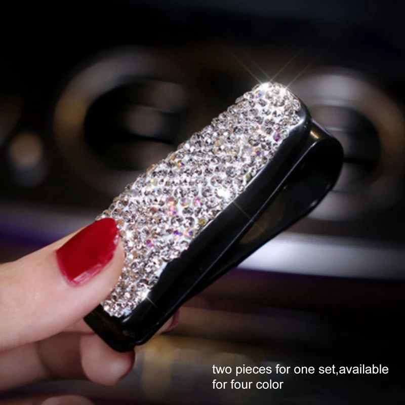 

2pcs Sun Glasses Holders Outdoor Cycling Portable Sunglasses Fastener Clip Rhinestone Diamond Eyeglasses Clip