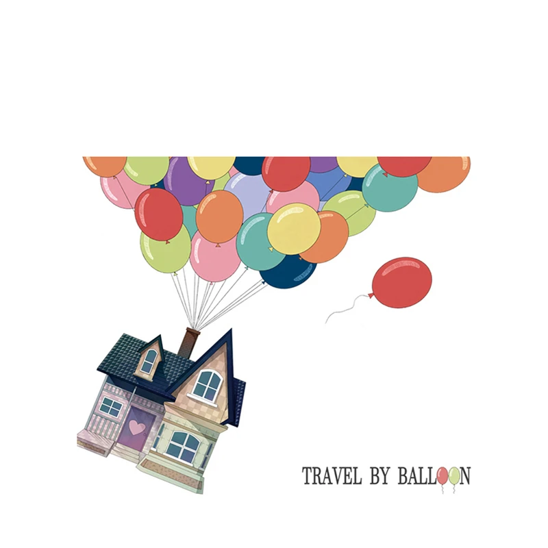 

Hot Air Balloon Wall Stickers Cartoon Flying House Living Room Nursery Kids Rooms Decor Animal Wall Art Wallpaper