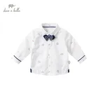 DBX16353, демисезонная Модная рубашка с съемным бантом для маленьких мальчиков, рубашки для младенцев, топы для малышей, детская одежда высокого качества
