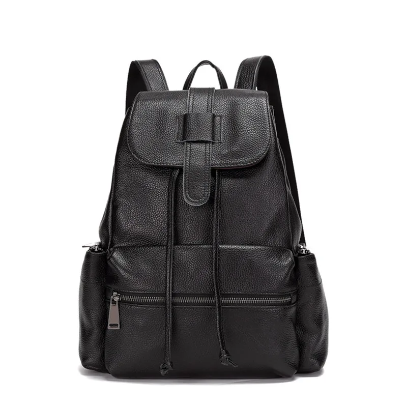PNDME black high quality cowhide men women's backpack outdoor casual daily soft genuine leather designer travel bagpack bookbags | Багаж и