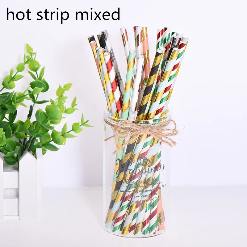 hot-strip mixed 25 шт торт Топпер бумажные соломинки с фламинго для дня рождения украшения дети взрослые выпускные поставки одноразовые Коктейльные трубочки - Цвет: hot-strip mixed