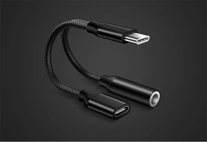 

Type C to 3.5mm Charge Audio Adapter 2 In 1 USB C Splitter Headphone AUX Audio Cable for Xiaomi 6 8 Mix 2s Huawei Mate10 P20 pro