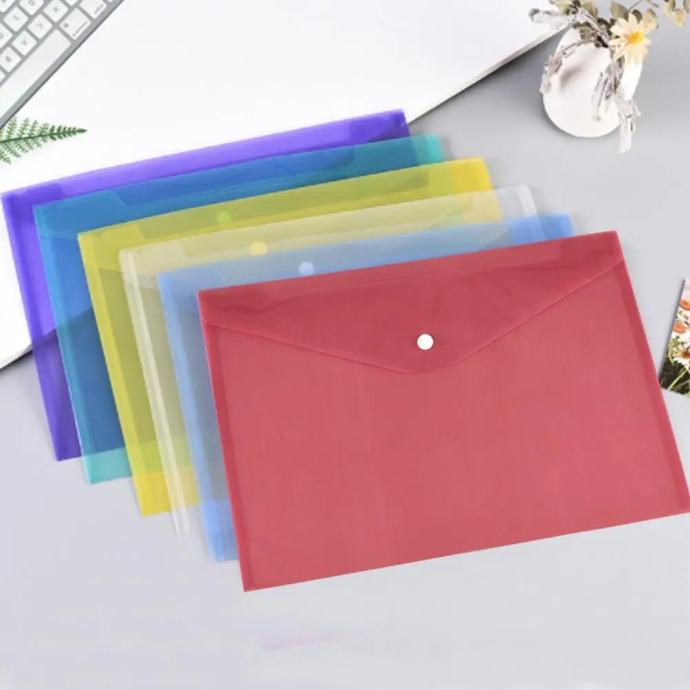 

12pcs/ bag A4 Transparent Plastic File Bag Paper Storage File Folder Filing Envelope Business Document Organizer Office Supplies