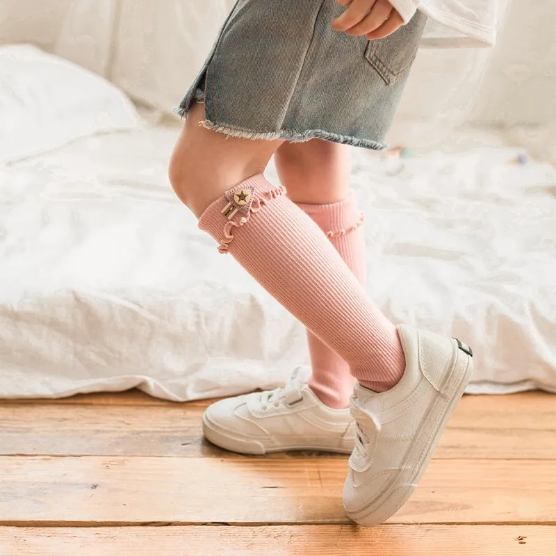 Весенне-летние Хлопковые гольфы для маленьких девочек Детские однотонные