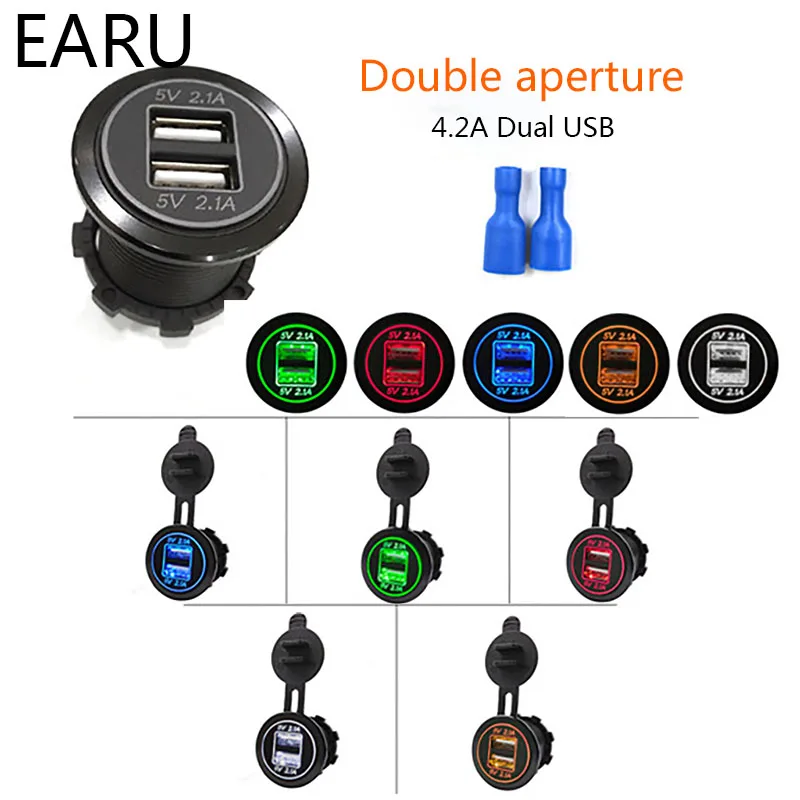 Автомобильное зарядное устройство USB 5 В 4 2 А два порта для зарядки измеритель