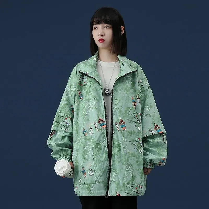Куртка Женская бейсбольная в стиле граффити модная уличная одежда Корейском