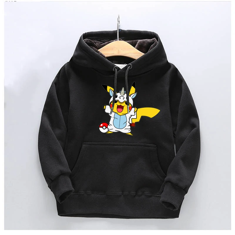 hoodies 3 Детские толстовки с капюшоном с принтом «Покемон Пикачу», свитшоты для мальчиков и девочек, осенне-зимняя теплая одежда, повседневные пуловеры для малышей - Цвет: hoodies 3