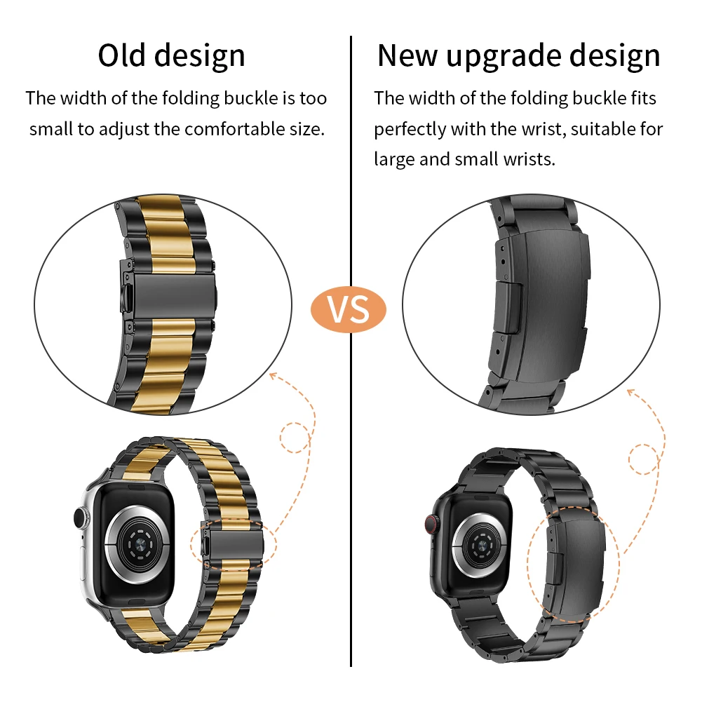 Titanium alloy strap For Apple Watch 6 5 4 SE 44mm 40mm series 7 45mm 41mm Luxury stainless steel strap for iWatch 3 2 42mm 38mm