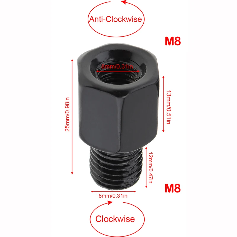 

1 шт., 8 мм, 10 мм, адаптер для зеркала заднего вида для мотоцикла, винт с резьбой, адаптер, болт по часовой стрелке, винт для зеркала мотоцикла против часовой стрелки