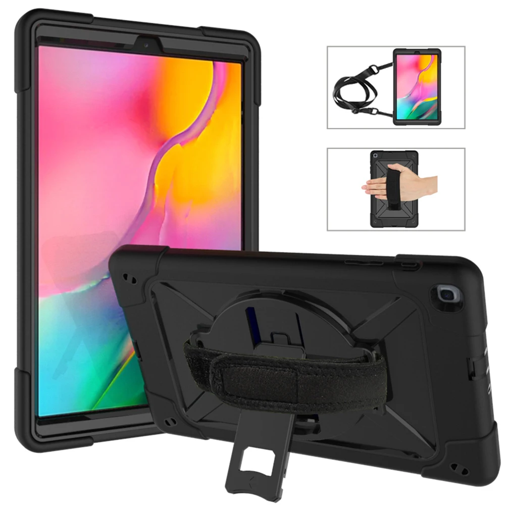 Tab A 10,1 T510 чехол 360 Вращающаяся подставка/рука+ шейный ремешок для samsung Tab A 10,1 SM-T510/T515 сверхпрочный ударопрочный