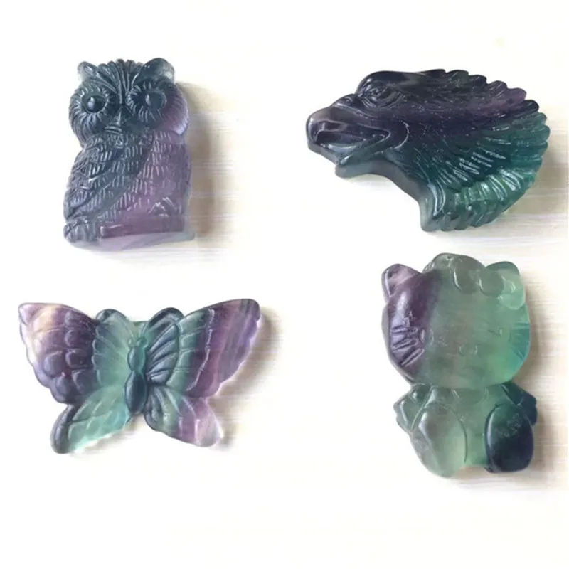 

Rainbow Fluorite Animals Hand Carved Crystals Healing Gemstones For Home Decoration
