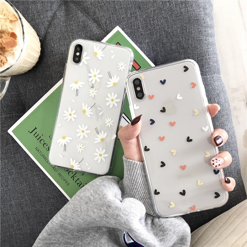 Цветочный чехол для iphone X XR XS Max 7 8 Plus SE 2020 силиконовый мягкий милый мультяшный