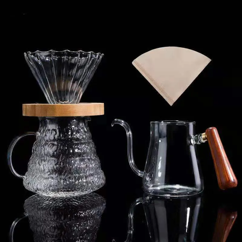 Кофейник набор ручной Пробивной кастрюли утолщенный стеклянный кофейник