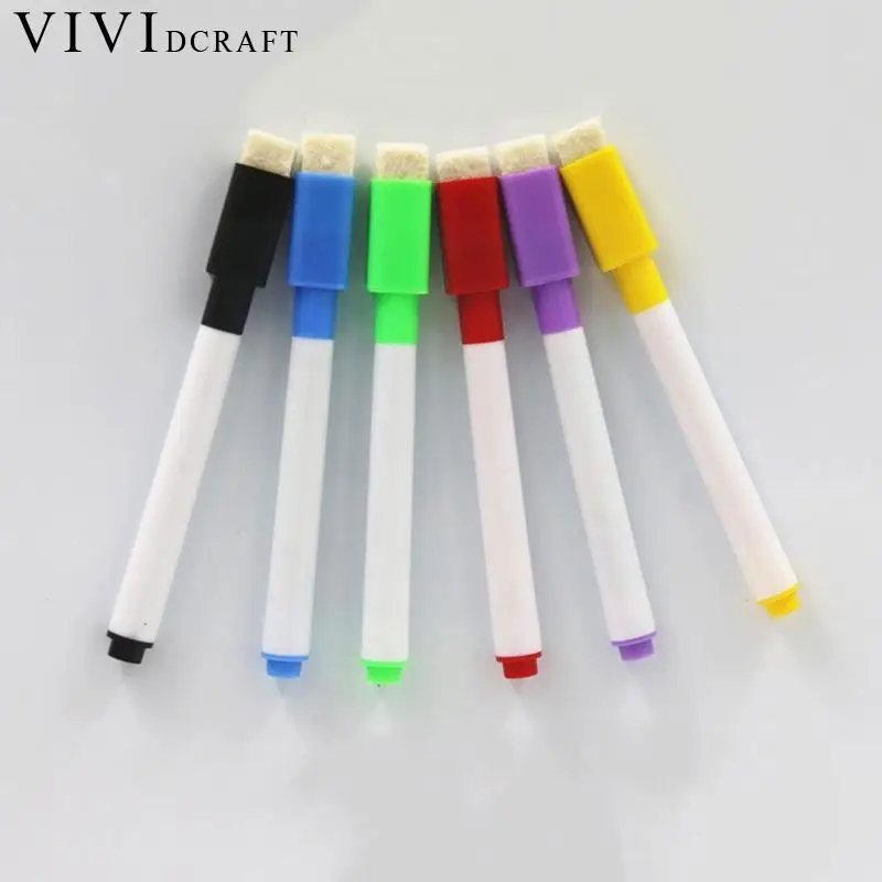 

Vividcraft 6 Pcs/lot Erasable Dry Whiteboard Pen Markers Pen Black Refill Chalk Marker Pen For Children Office School Suppl R3s0
