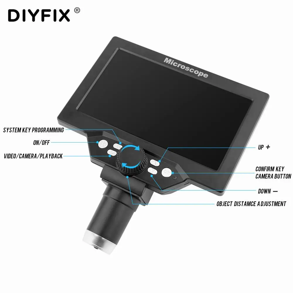 G1200 портативный цифровой микроскоп HD 12MP 1-1200X 7-дюймовый многофункциональный