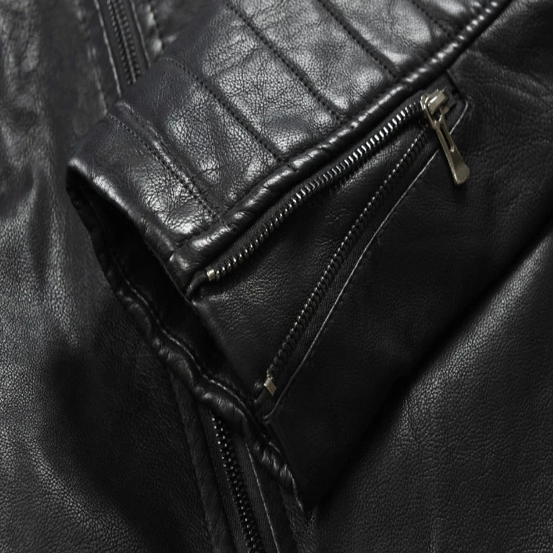 

Men's PU Jackets Coats Fleece Casual Diagonal Zipper Biker Jacket Male Motorcycle Coat Jaqueta De Couro Masculina