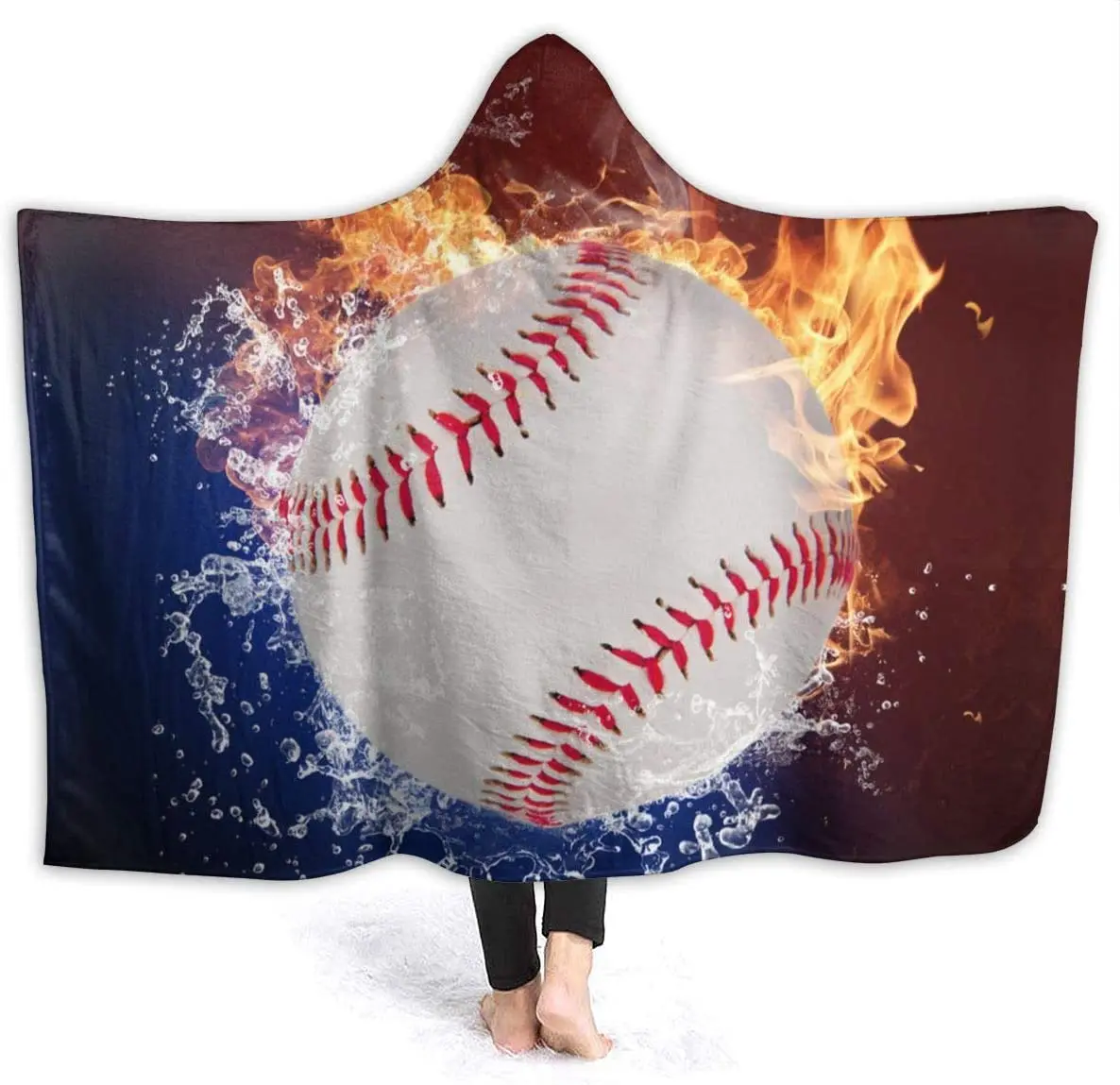 

Бейсбольное одеяло с капюшоном для дивана, мягкое Фланелевое декоративное теплое и уютное легкое покрывало из микрофибры