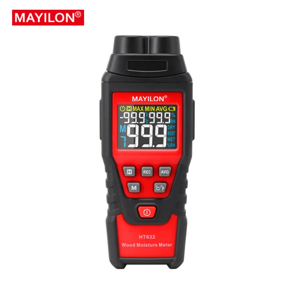

Цифровой измеритель влажности древесины MAYILON HT632, 0-99.9%, гигрометр для древесины, двухконтактный детектор влажности цемента