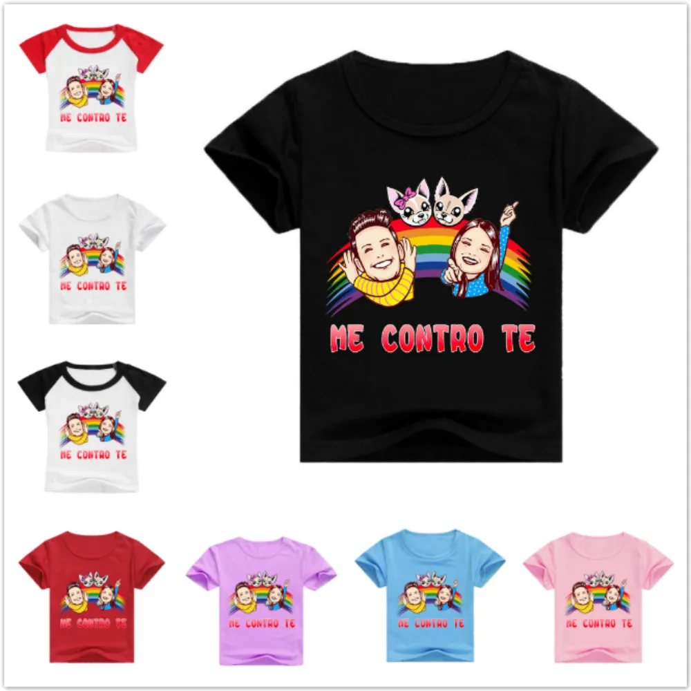 

Модные хлопковые детские футболки для мальчиков и девочек, летняя детская одежда, топы, футболки с мультяшным принтом «я против тебя», футбо...