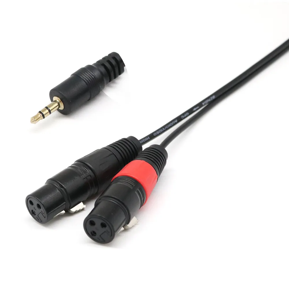 Высококачественный 3-контактный 2 XLR-гнездовой до 3 5 мм 1/8 ''TRS штекер стерео