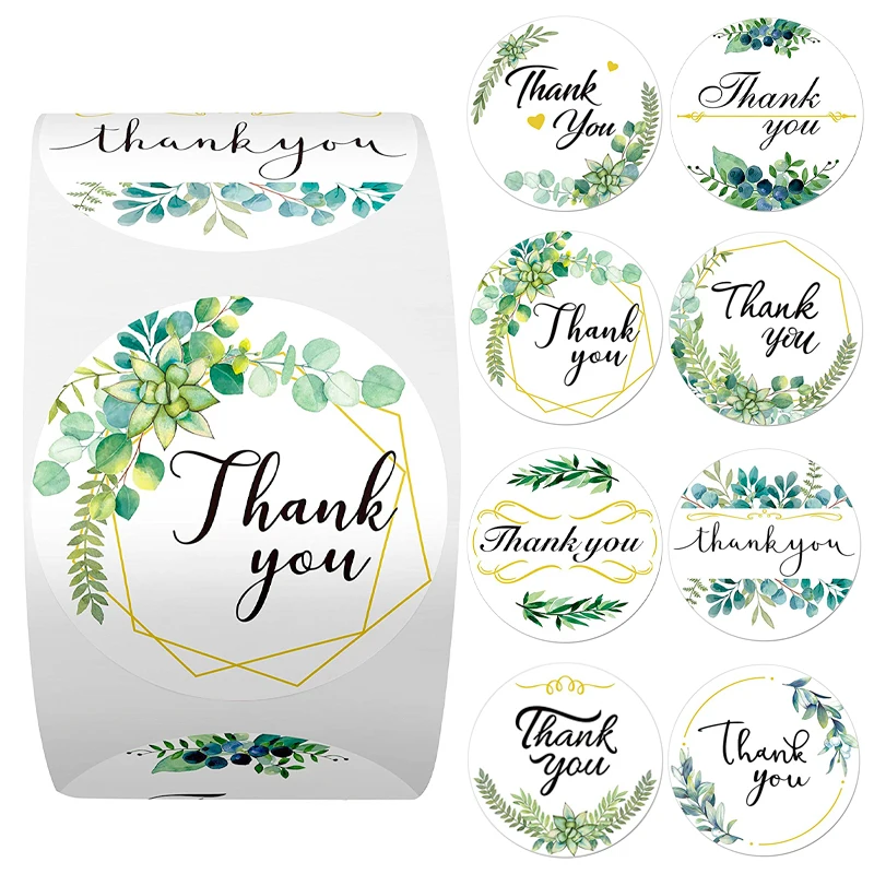 

100-500 шт., 8 различных стилей, спасибо, наклейки, 1 дюйм, фотоэлемент для запечатывания конвертов, Подарочный декор, канцелярские наклейки