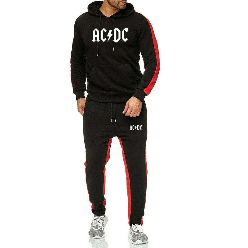 Спортивный мужской костюм для фитнеса AC DC комплект из 2 предметов толстовка с