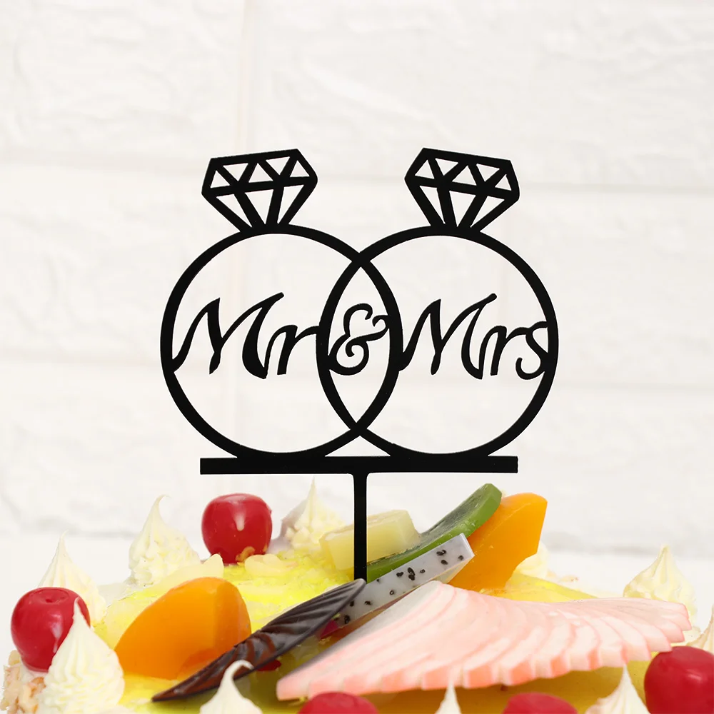 1 шт. акриловые черные золотые топперы для торта невесты жениха мистер миссис