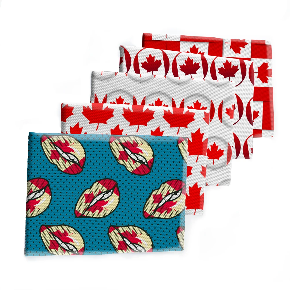 

Canadian Flag Print Bullet Strech Cotton Fabric for DIY Home Tex Bags Handmade Materials 50*145cm