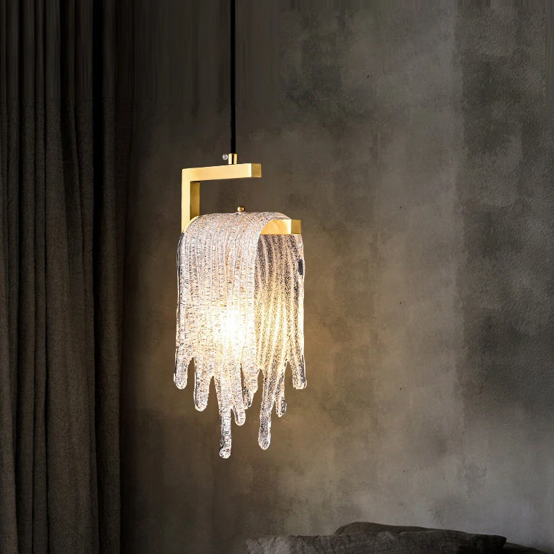 

Скандинавский креативный медный стеклянный прикроватный светильник для спальни пост-современный минималистичный магазин одежды кафе ресторан бар люстра