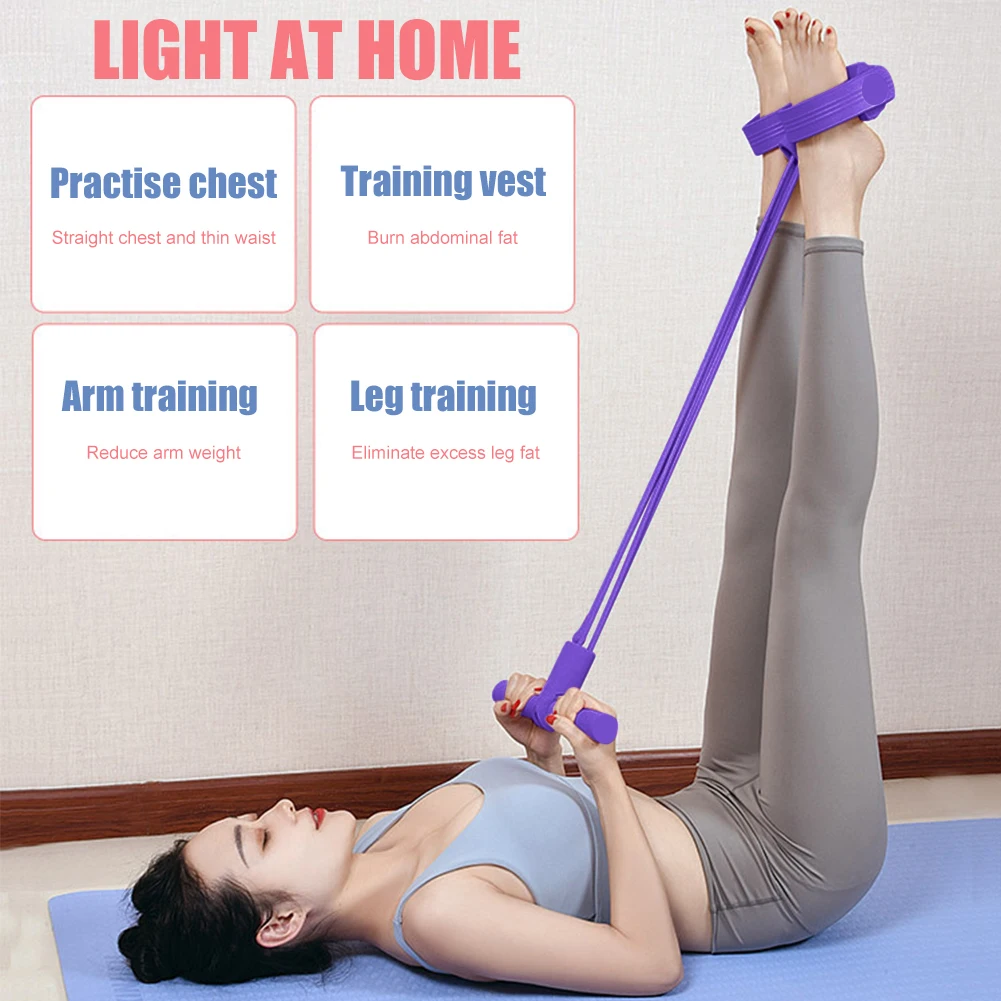 Perlengkapan Latihan Gym TPE Pita Latihan Resistensi Elastis Tali Tarik Fitness Rally Pedal Sit Up Kaki