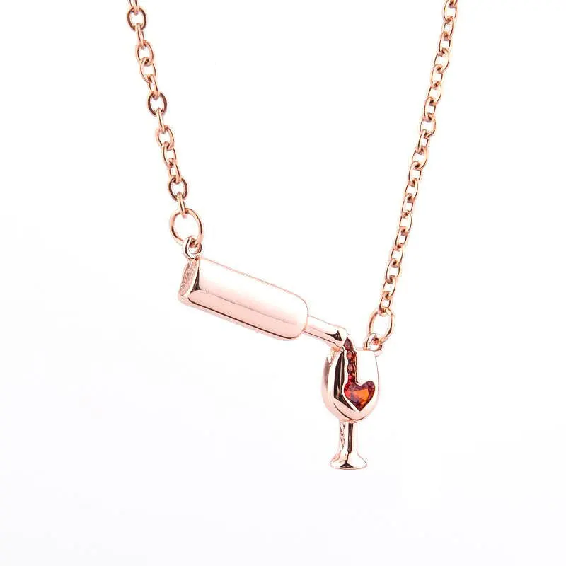 Новинка простое ожерелье с подвеской из бокала вина женские ожерелья пивной
