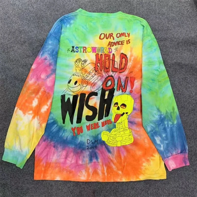 

Travis Scott Jack Boys Hotwheels Racing Tie Dye T shirt Best Quality Men Women 1:1 Hip-Hop ASTROWORLD Streetwear T-shirts Tee