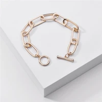 b2349 zwpon silver color link chain toggle punk bracelets for women minimalism brand designer jewelry rectangle chain bracelets