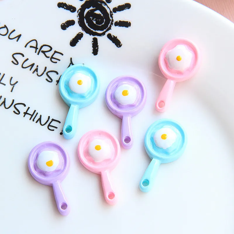

10pcs/lot 15*28mm Fried Egg Pan Resin Charms Pendants DIY Bracelet Necklace Earrings For Jewelry Making Accessories