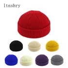 Шапка-бини унисекс в рубчик, вязаная зимняя шапка с манжетами, теплая короткая шапка, Повседневная однотонная Шапка-бини, мешковатая шапка для взрослых и мужчин, 2020