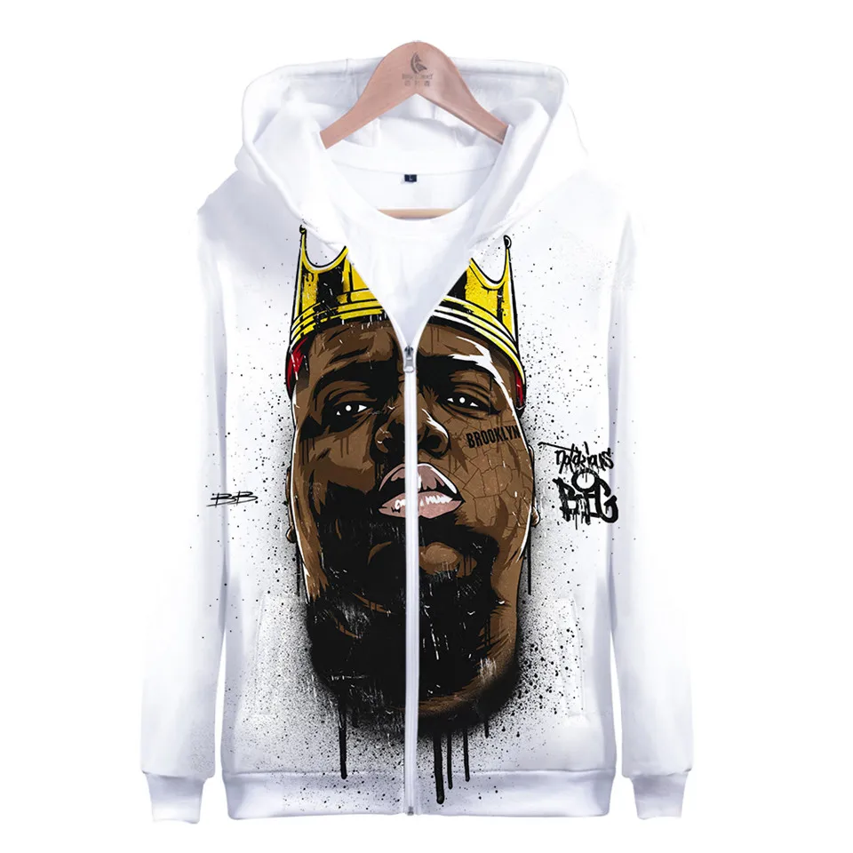 Известный B.I.G. Толстовка с 3D-принтом в стиле Харадзюку Свитшот Biggie Smalls худи