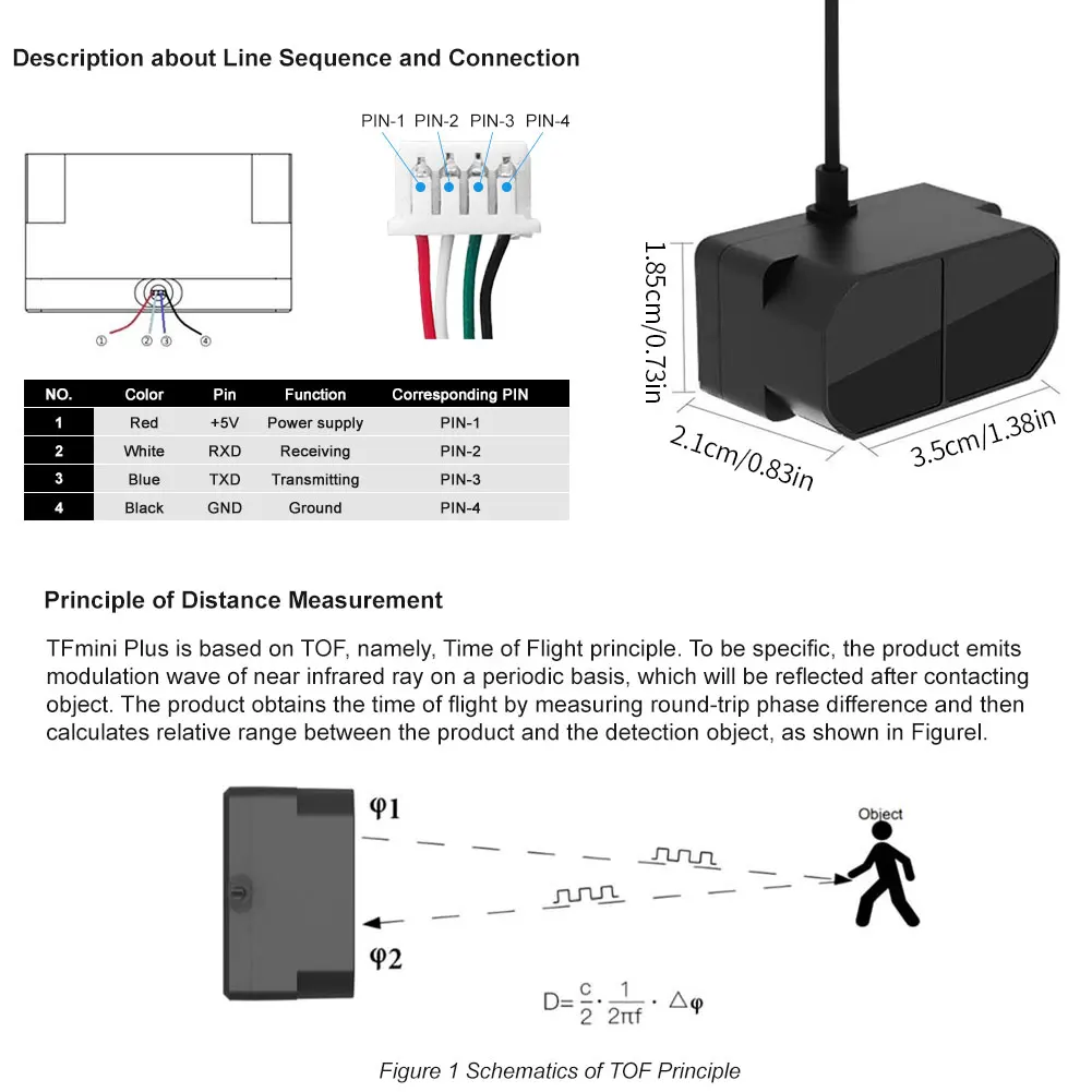 

TFmini Plus Lidar Range Finder Sensor Micro 0.1-12M Ranging Module UART I2C I/O High Frequency Measuring Distance And Height
