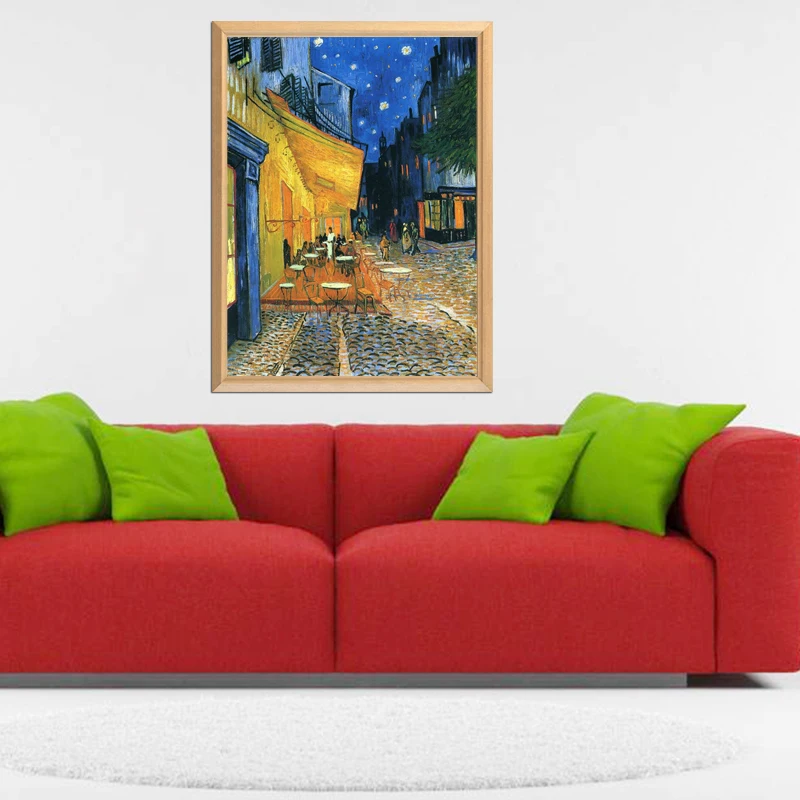 Картина с изображением картины Ван Гога Кафе терраса ночью 20 х30 см 5D сделай сам
